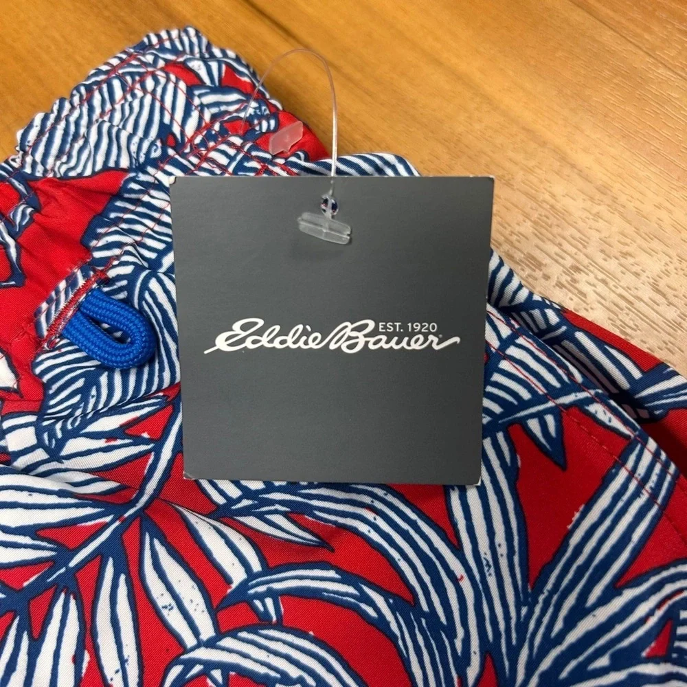 Eddie‎ Bauer Men’s Tropical Red and Blue Swim Trunks Size XL
